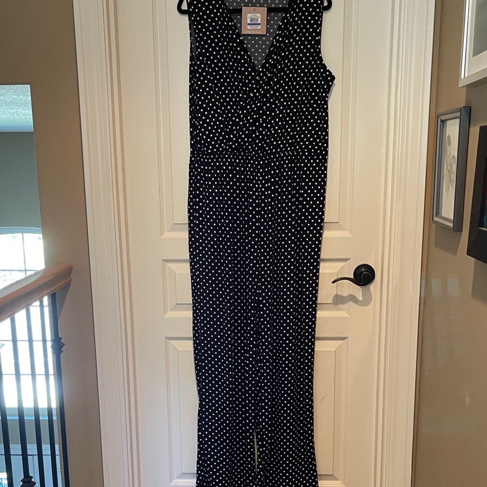 Ellen Tracy Black and White Dot Jumpsuit